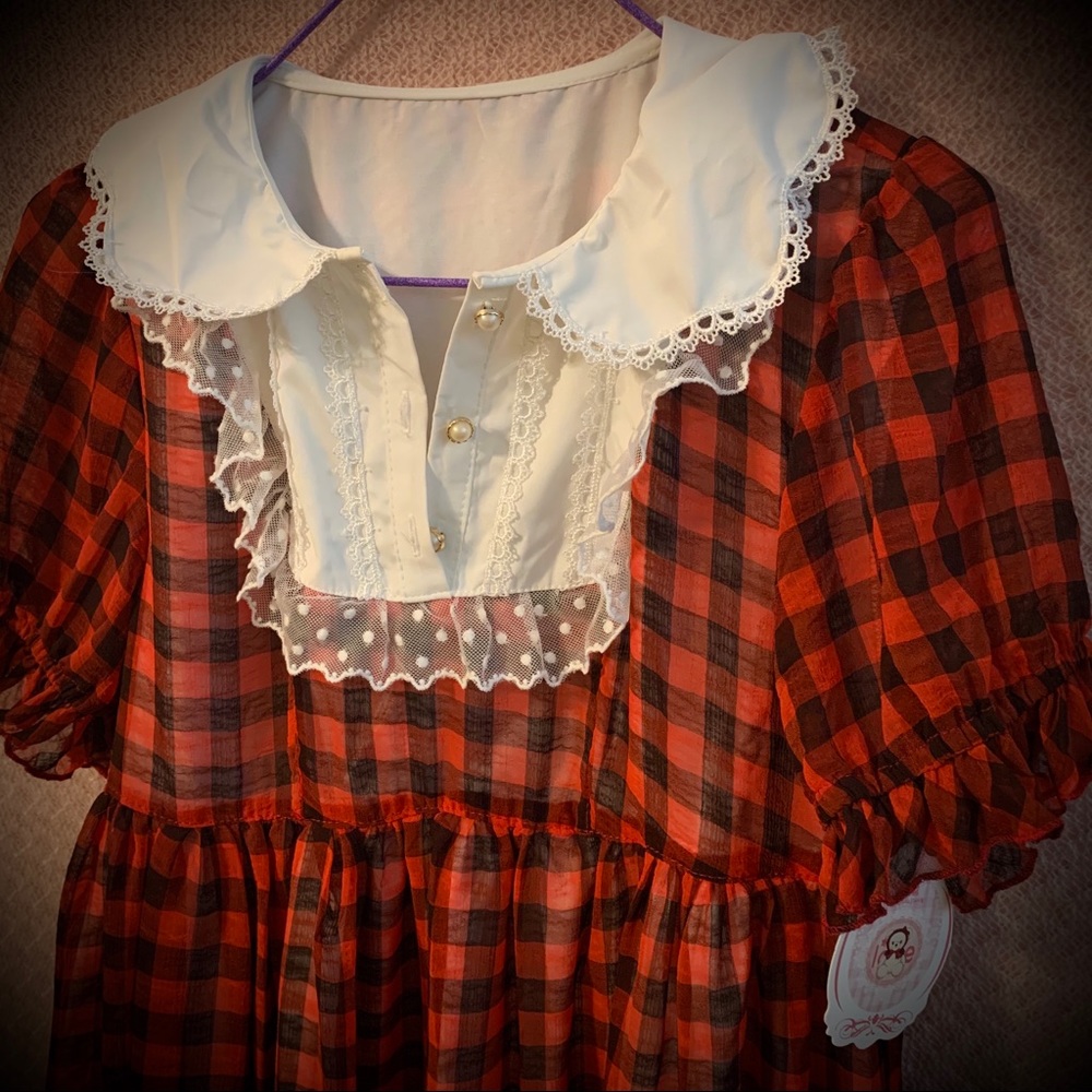 Kawaii Plaid Check Red Lolita Dress